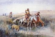 Charles M Russell Indian Women Moving Camp painting